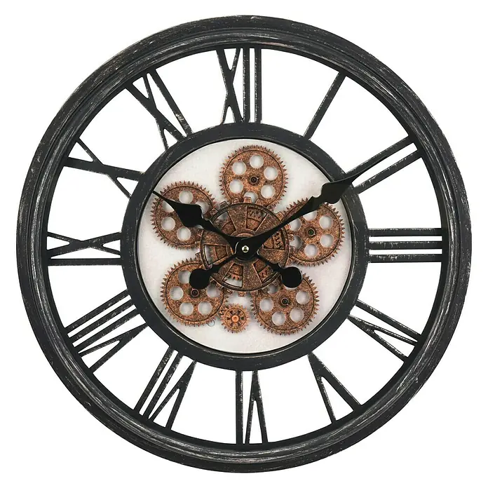 Reloj de pared redondo números romanos - Negro, Diámetro: 50 cm - Vista frontal