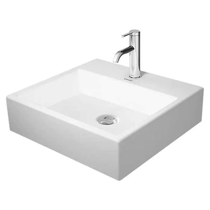 Duravit Vero Air Waschbecken - 50 x 47 cm, Ohne Spezialglasur, Hahnloch: Mitte, Ohne Überlauf, Weiß, Ungeschliffen - Diagonale Ansicht
