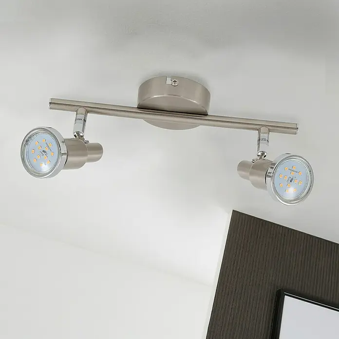 Tween Light LED-Deckenstrahler - 3 W, L x B x H: 275 x 80 x 120 mm, Nickel matt, Anzahl Leuchtmittel: 2 Stk. - Moderne LED-Deckenleuchte mit zwei Strahlern in gebürstetem Nickel, ideal zur gezielten Ausleuchtung von Wohnräumen.