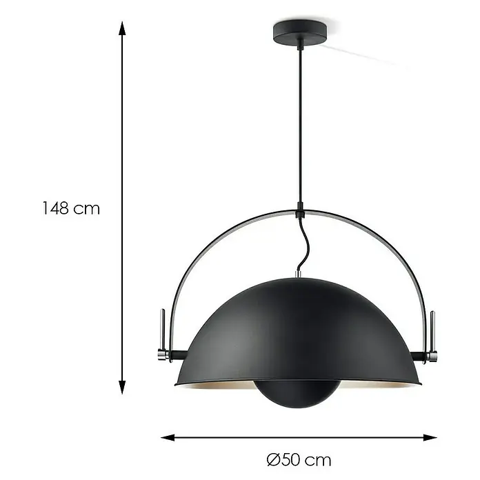 Home Sweet Home Fabriq Bow Pendelleuchte rund - Ø x H: 500 mm x 130 cm, Schwarz - Skizze
