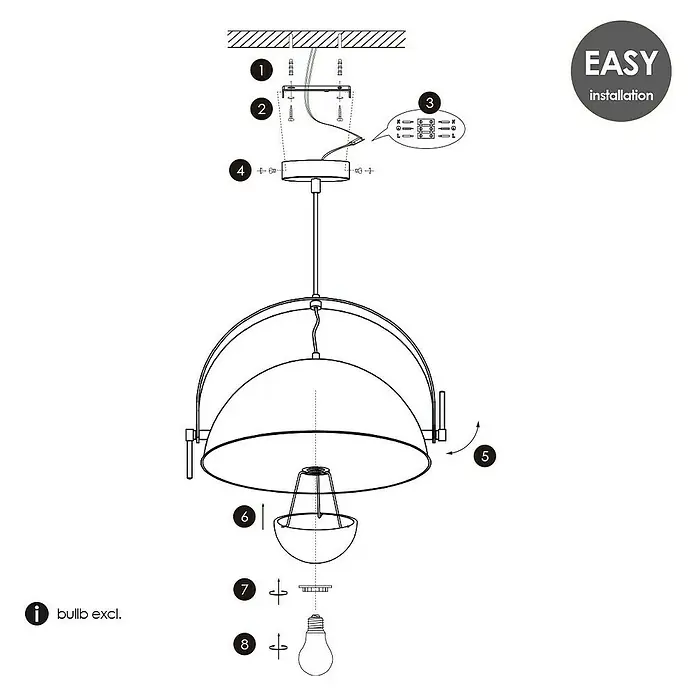 Home Sweet Home Fabriq Bow Pendelleuchte rund - Ø x H: 500 mm x 130 cm, Schwarz - Skizze
