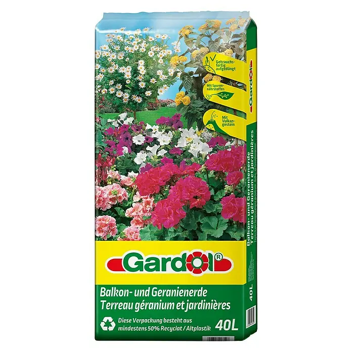 Gardol Balkon- & Geranienerde - 40 l - Vorderansicht