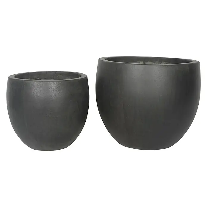 Pflanztopf Olea - Außenmaß (Ø x H): 44 x 37 cm, Beton, Schwarz - Vorderansicht