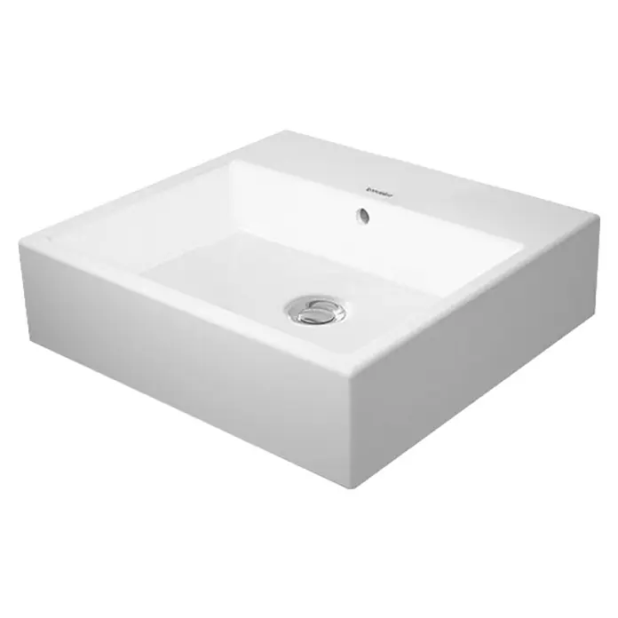 Duravit Vero Air Waschbecken - 50 x 47 cm, Mit schmutzabweisender Glasur, Hahnloch: Ohne, Mit Überlauf, Weiß, Ungeschliffen - Diagonale Ansicht