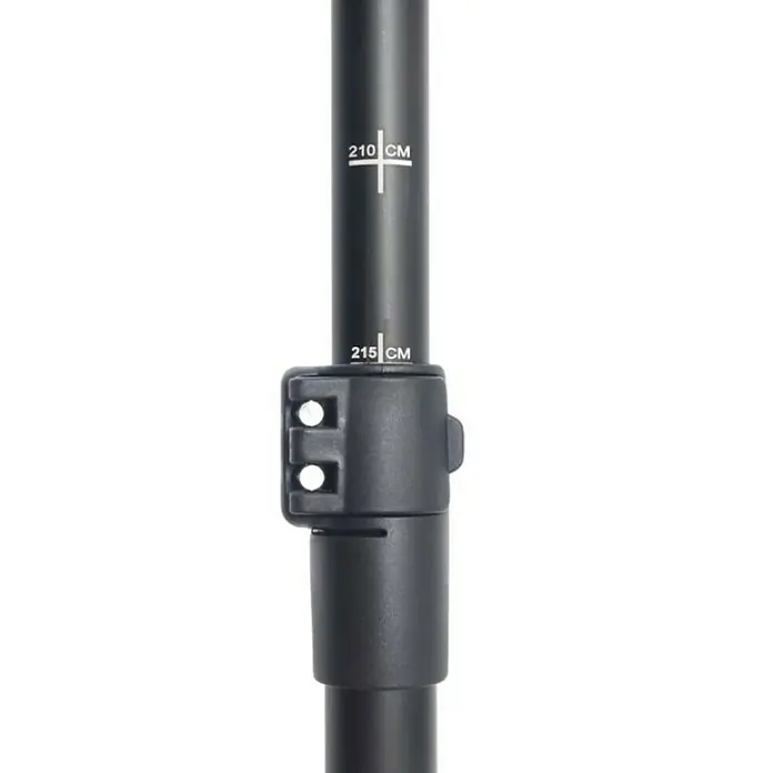 SUP-veslo Angle - 175 cm - 215 cm, Aluminij, Crno-plave boje - Detaljan prikaz crnog teleskopskog štapa s oznakama u cm i mehanizmom za podešavanje visine.