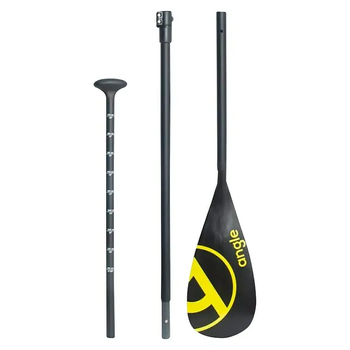 SUP-veslo Angle Travel - 175 cm - 215 cm, Plastika ojačana staklenim vlaknima (GfK), Crno-žute boje - Trodelna vesla, idealna za stand-up veslanje. Podesivo veslo je lagano i lako se prenosi zahvaljujući trima dijelovima.
