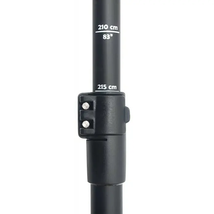 SUP-veslo Angle Travel - 175 cm - 215 cm, Plastika ojačana staklenim vlaknima (GfK), Crno-žute boje - Detaljan prikaz crnog planinarskog štapa s oznakama duljine i mehanizmom za podešavanje. Ovaj proizvod osigurava precizno podešavanje.