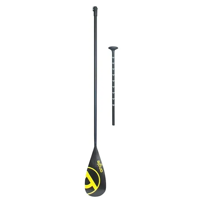 SUP-veslo Angle Travel - 175 cm - 215 cm, Plastika ojačana staklenim vlaknima (GfK), Crno-žute boje - Pogled sprijeda