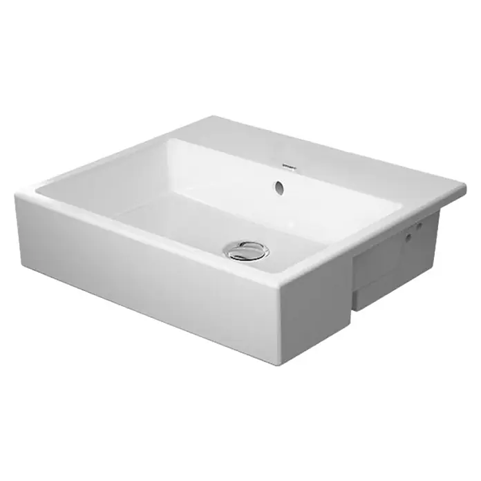 Duravit Vero Air Einbauwaschbecken - 55 x 47 cm, Ohne Spezialglasur, Hahnloch: Ohne, Mit Überlauf, Weiß - Diagonale Ansicht
