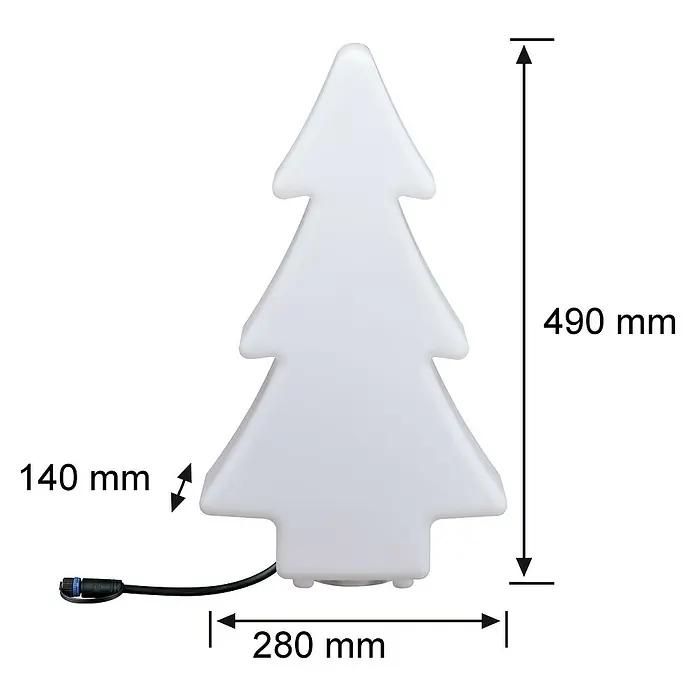 Paulmann Plug & Shine LED-Dekoleuchte Tree - 2,8 W, Weiß, L x B x H: 14 cm x 28 mm x 49 cm - Skizze