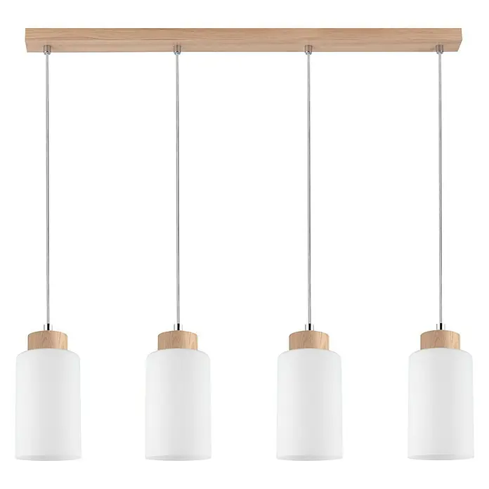 Spotlight Pendelleuchte Bosco - 60 W, L x B x H: 75 x 9,5 x 110 cm, Geölte Eiche/Transparent/Weiß, E27 - Vorderansicht