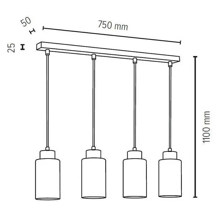 Spotlight Pendelleuchte Bosco - 60 W, L x B x H: 75 x 9,5 x 110 cm, Geölte Eiche/Transparent/Weiß, E27 - Skizze