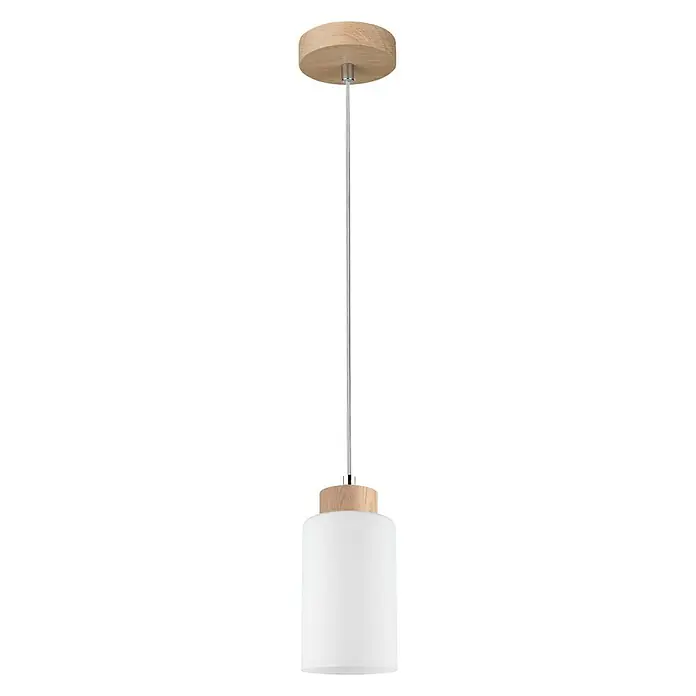 Spotlight Pendelleuchte rund Bosco - 60 W, Ø x H: 100 mm x 110 cm, Geölte Eiche, E27 - Vorderansicht