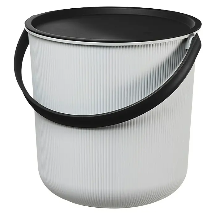 Eimer Akita - L x B x H: 277 x 271 x 258 mm, 10 l, Grau - Diagonale Ansicht
