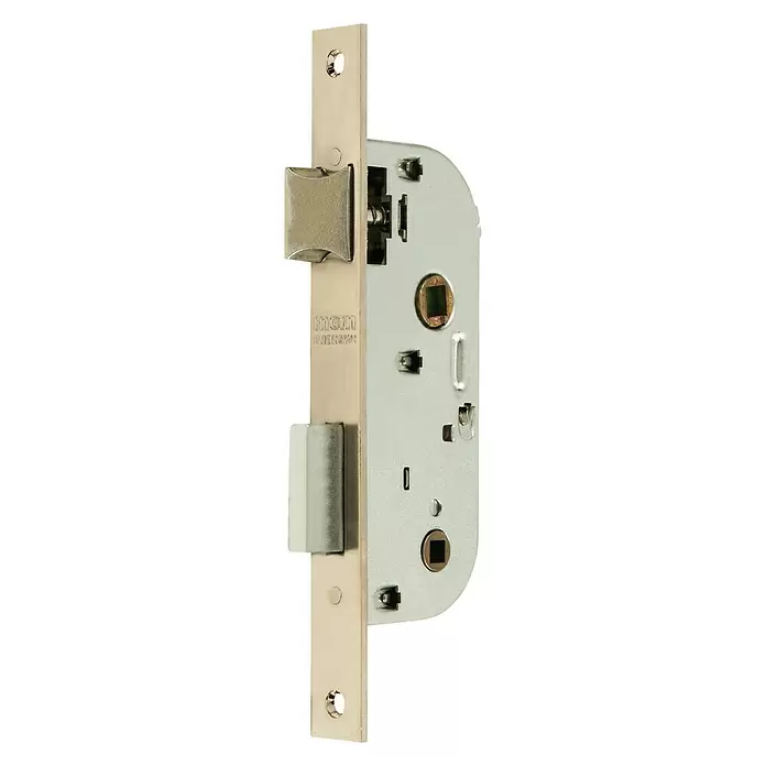 MCM Cerradura de embutir para puerta interior 1309 - L x An: 195 x 20 mm, Niquelado, Anchura placa: 40 mm, Redonda - Vista angular