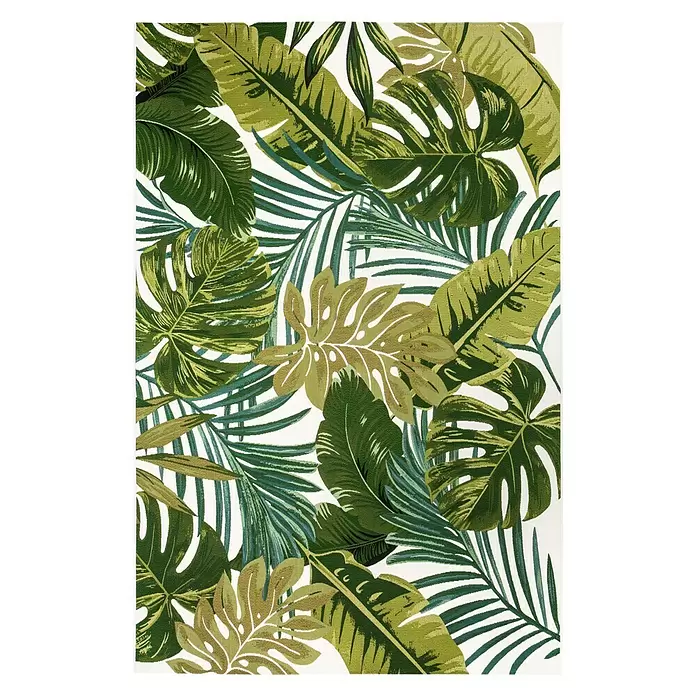 Outdoor-Teppich Kubana - Grün/Weiß, 230 x 160 cm, 75 % Polypropylen, 25 % Polyester - Ansicht von oben