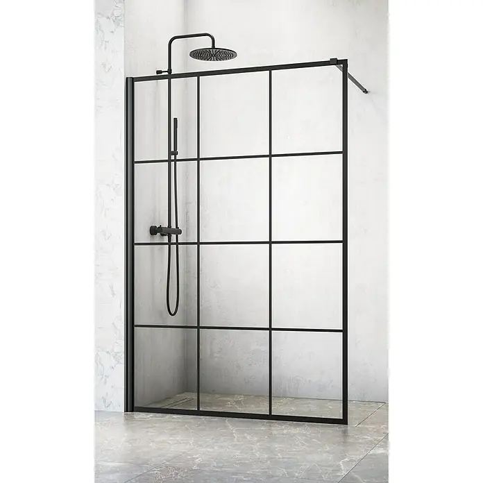 Camargue Tuš stijena - 120 x 200 cm, Premazano, Debljina: 6 mm, Crne boje - Elegantna tuš kabina s crnim okvirom i prozirnim staklom. Njegov moderni dizajn upotpunjen je elegantnim elementima.