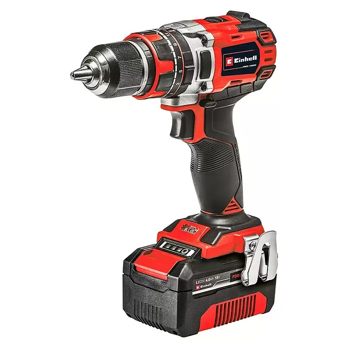 Einhell Power X-Change Akku-Schlagbohrschrauber TE-CD 18/50 Li-i BL - 18 V, 2 Akkus, 2 Ah - 4 Ah, Leerlaufdrehzahl: 0 U/min - 1.800 U/min - Diagonale Ansicht