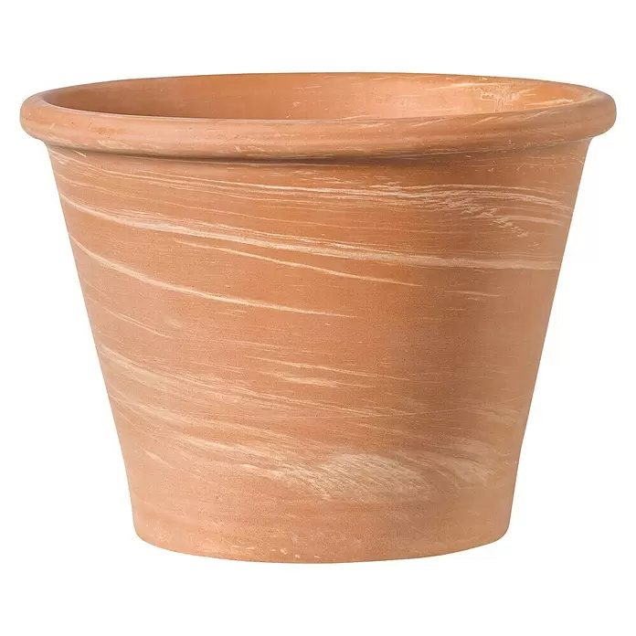 Deroma Pflanztopf Vasum - Außenmaß (Ø x H): 21 x 16,2 cm, Naturmaterialien, Terracotta, Weiß - Vorderansicht