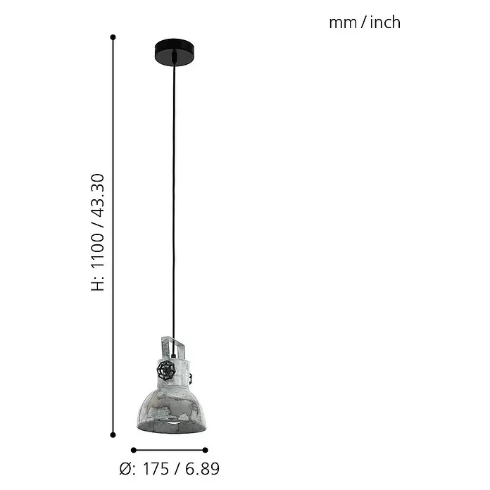 Eglo Barnstaple Pendelleuchte - Höhe: 110 cm, Anzahl Leuchtmittel: 1 Stk. - Skizze