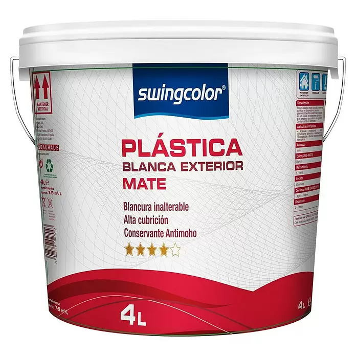 swingcolor Pintura para exterior - Blanco, 4 l, Mate - Vista frontal