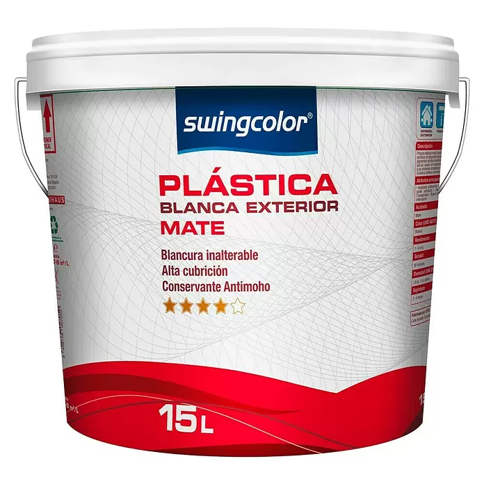 swingcolor Pintura para exterior - Blanco, 15 l, Mate - Vista frontal