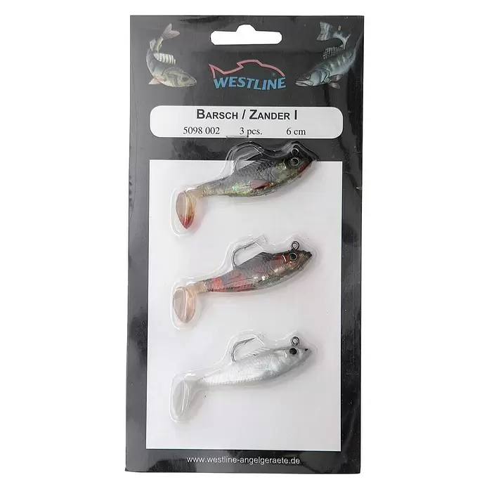 Westline Gummifisch-Set Barsch / Zander Set I - Barsch/Zander, 3 Stk., Größe: 6 cm - Ansicht von oben