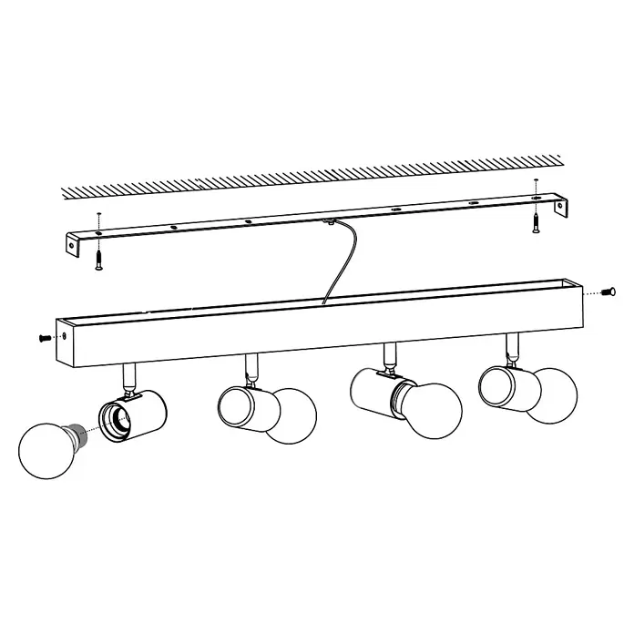 Eglo Townshend 3 Deckenstrahler - 240 W, L x B x H: 63 x 5 x 5 cm, E27 - Skizze