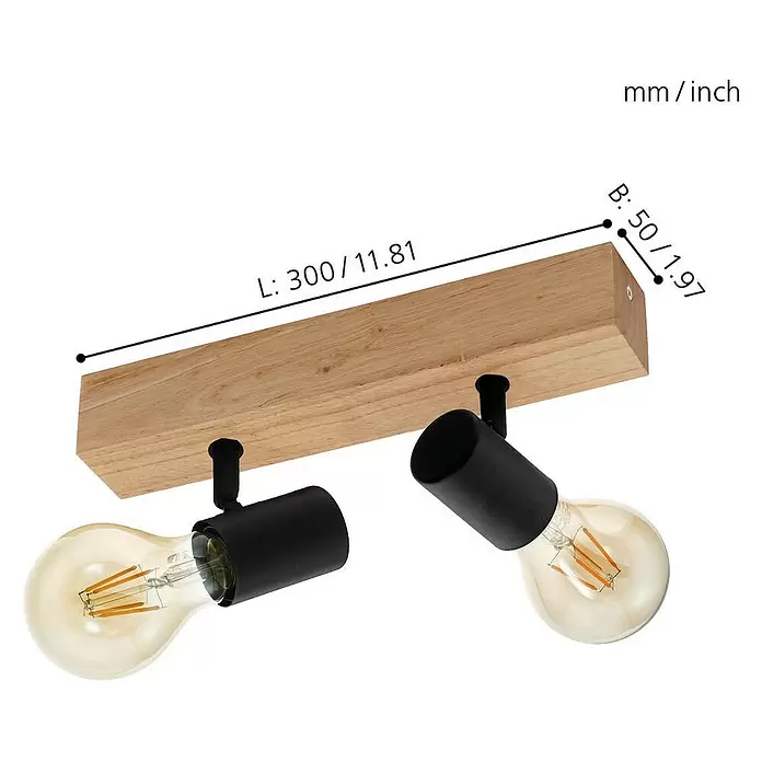 Eglo Townshend 3 Deckenstrahler - 120 W, L x B x H: 30 x 5 x 5 cm, E27 - Skizze
