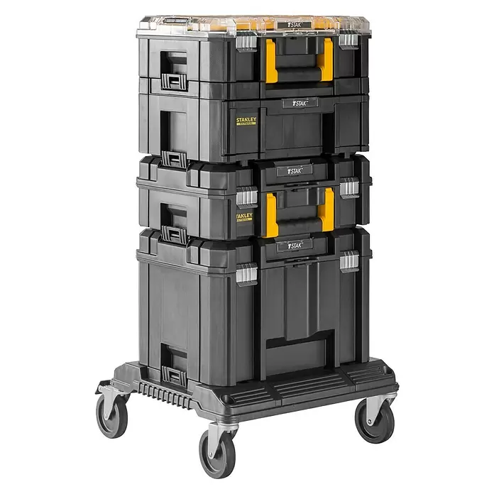 Stanley TSTAK Profi-Box met wielen FMST1-80107 - Passend bij: Stanley TSTAK serie, Zonder gereedschap - Diagonaal zicht