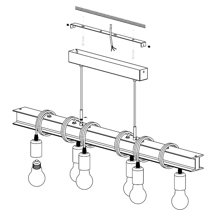 Eglo Townshend Pendelleuchte - B x H: 7 x 110 cm, Antik Braun - Skizze