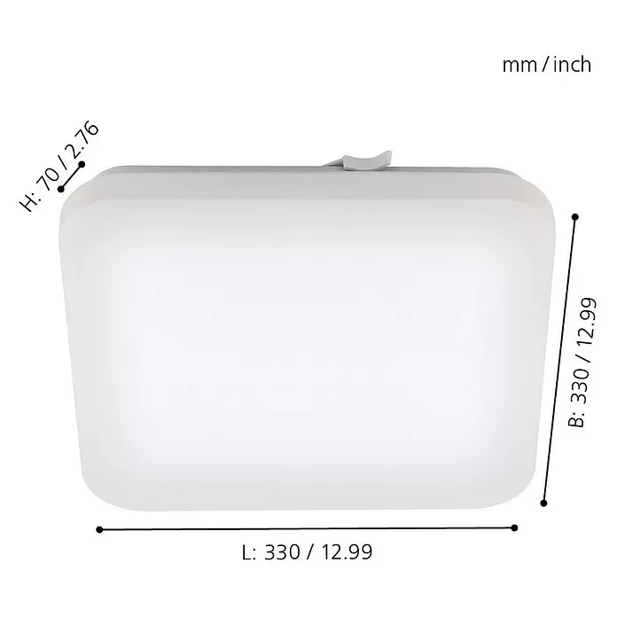 Eglo LED-Wand- & Deckenleuchte Frania - 17,3 W, L x B x H: 33 x 33 x 7 cm, Weiß - Skizze