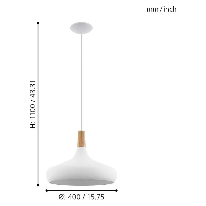 Eglo Pendelleuchte rund Sabinar - 60 W, Ø x H: 400 mm x 110 cm, E27 - Skizze