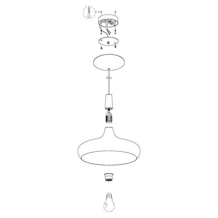 Eglo Pendelleuchte rund Sabinar - 60 W, Ø x H: 400 mm x 110 cm, E27 - Skizze