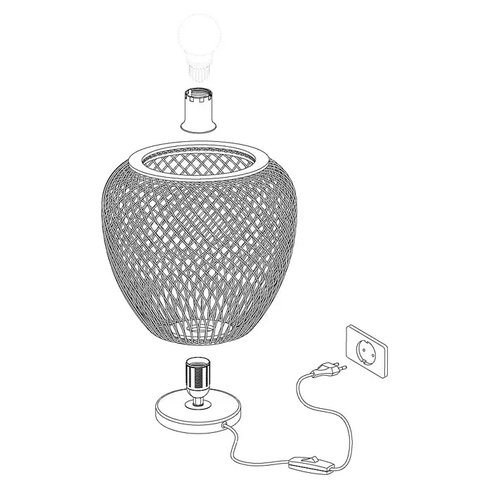 Eglo Dembleby Tischleuchte - 40 W, Natur, E27 - Skizze