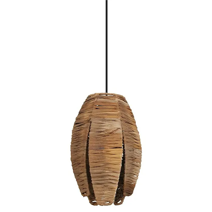 Eglo Mongu Pendelleuchte - Höhe: 79,5 cm - Diese Aufnahme zeigt eine attraktive Hängeleuchte aus Rattan, die mit ihrem natürlichen Material und ihrer einzigartigen Form besticht.