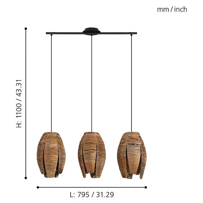 Eglo Mongu Pendelleuchte - Höhe: 79,5 cm - Skizze