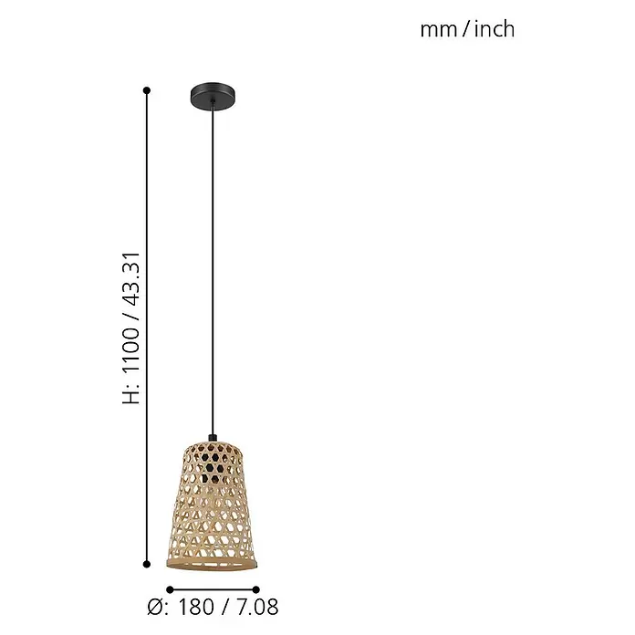 Eglo Claverdon Pendelleuchte - Höhe: 110 cm - Skizze