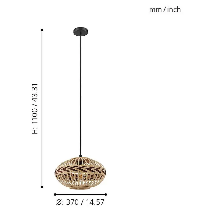 Eglo Pendelleuchte Dondarrion - Ø x H: 370 mm x 110 cm - Skizze