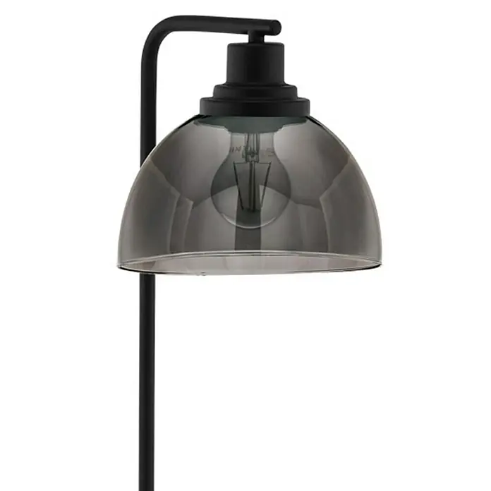 Eglo Staande lamp Beleser - Hoogte: 150,5 cm - Elegante zwarte vloerlamp met een stijlvolle transparante rookglazen kap, die een moderne ambiance in elke kamer brengt.