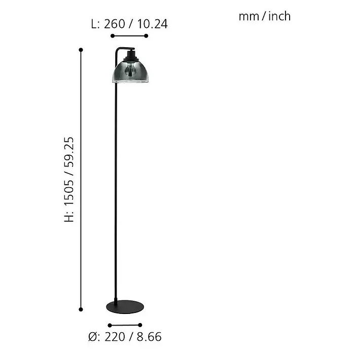 Eglo Staande lamp Beleser - Hoogte: 150,5 cm - Blauwdruk