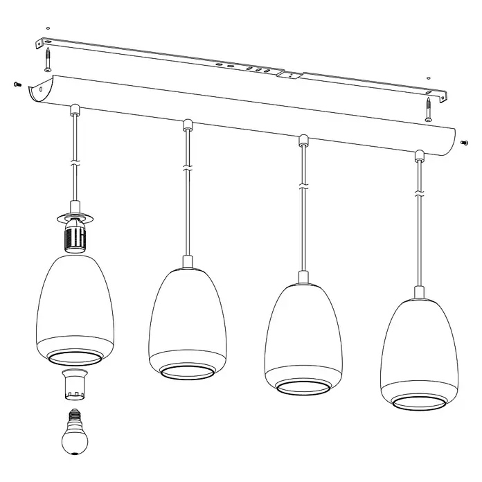 Eglo Pendelleuchte Alobrase - Höhe: 110 cm, Anzahl Leuchtmittel: 4 Stk., Chrom - Skizze