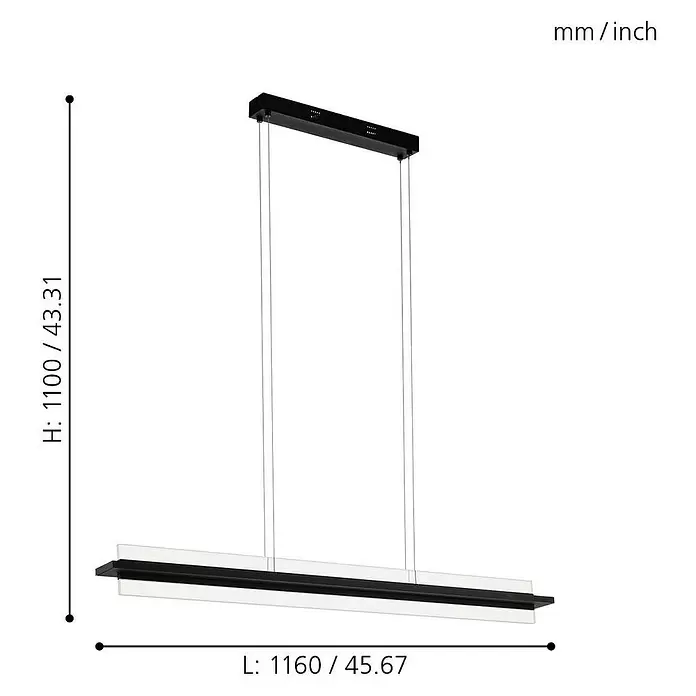 Eglo LED-Pendelleuchte Spadafora - Höhe: 110 cm - Skizze