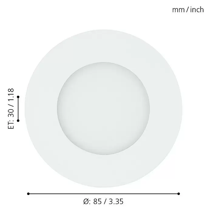 Tween Light LED-Einbauleuchten-Set Fueva - 3 W, L x B x H: 8,5 x 8,5 x 3 cm, Weiß, 3 Stk., Warmweiß - Skizze
