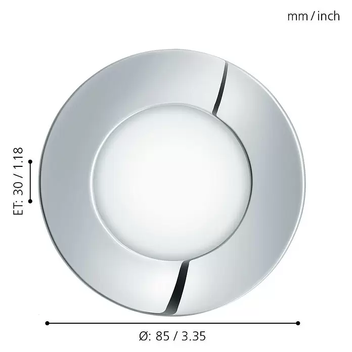 Tween Light LED-Einbauleuchten-Set Fueva - 3 W, L x B x H: 8,5 x 8,5 x 3 cm, Silber, 3 Stk., Warmweiß - Skizze