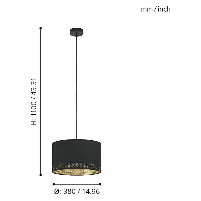 Eglo Esteperra Pendelleuchte rund - Ø x H: 38 x 110 cm - Skizze