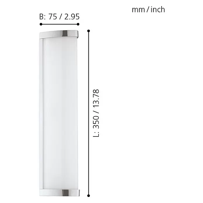 Eglo LED-Wandleuchte Gita - 8,3 W, Chrom, Weiß, L x B x H: 35 x 7,5 x 7,5 cm - Skizze