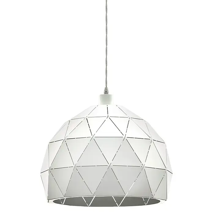 Eglo Pendelleuchte Roccaforte - Höhe: 110 cm, Weiß - Hängeleuchte in Weiß mit dreieckigem Muster. Die geometrische Lampe ist ein stilvolles Beleuchtungselement für jeden Raum.