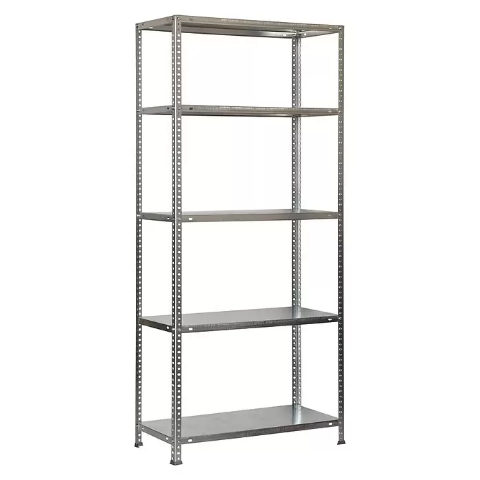 Simonrack Simonclassic Metallregal Advantage Plus - L x B x H: 40 x 100 x 200 cm, Traglast: 75 kg/Boden, Anzahl Böden: 5 Stk., Schrauben, Silber - Diagonale Ansicht