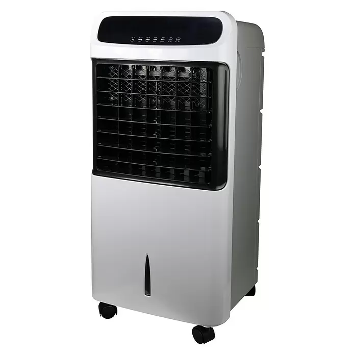 PR Klima Climatizador evaporativo 18L - Blanco/Negro, Altura: 81 cm, 80 W, Ruedas para transporte - Vista angular